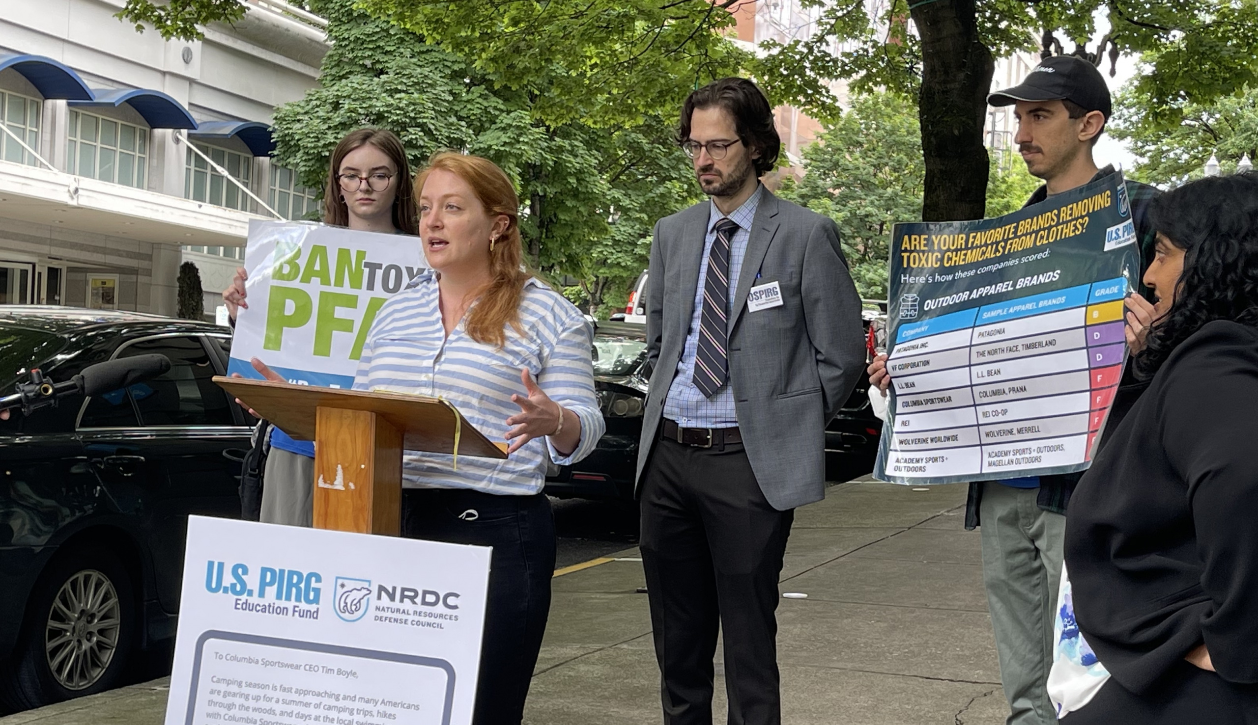 U.S. PIRG and NRDC deliver petitions to Columbia Sportswear
